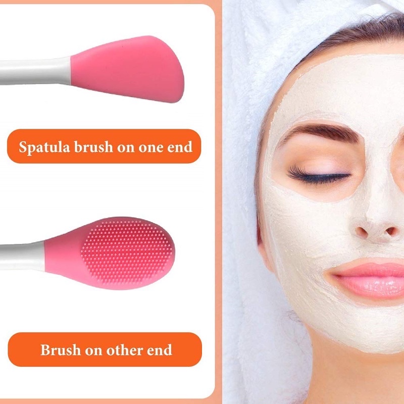 Kuas masker silikon 2 in 1 face brush pembersih sikat komedo