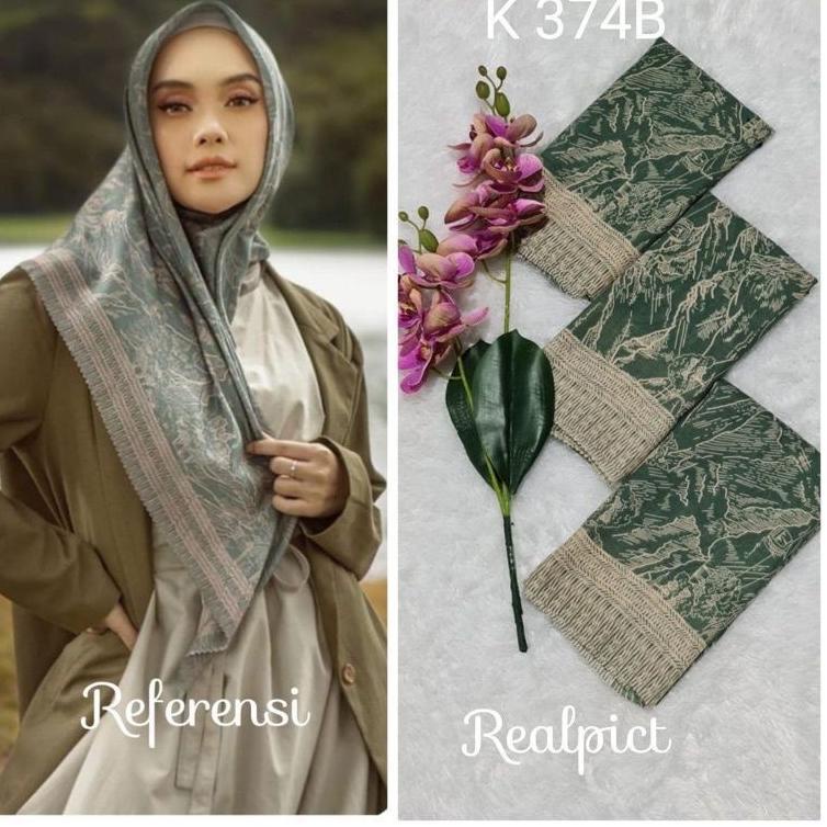 JILBAB SEGI EMPAT MOTIF BUNGA HIJAU ARMY / HIJAB VOAL MOTIFì [SPJ.18Oc22ᴱ]