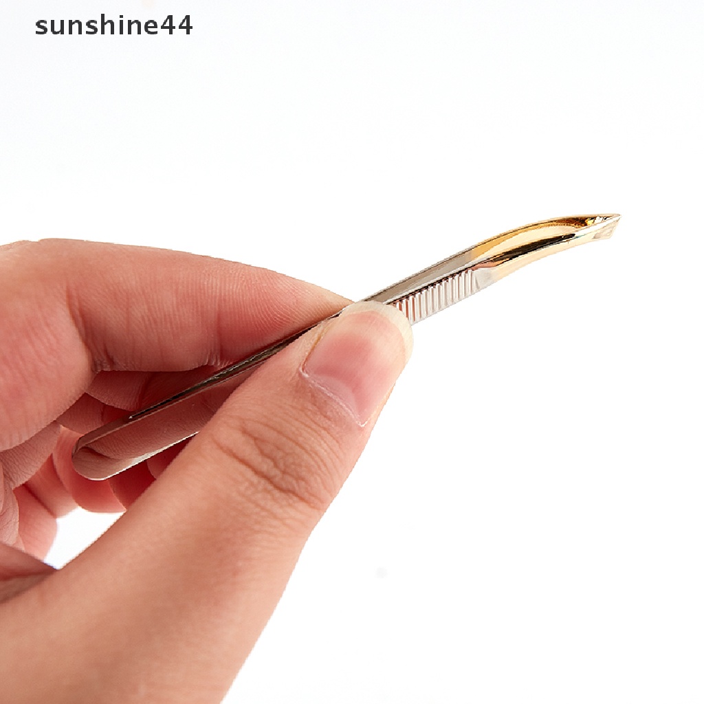 Sunshine Pinset Stainless Steel Ujung Miring Untuk Mencabut Alis / Bulu Wajah