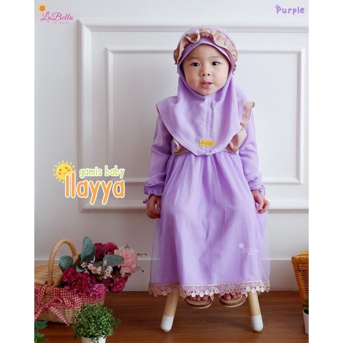 Labella Ilayya Gamis Dress Bayi dan Balita Anak Set Jilbab - Purple, REG L