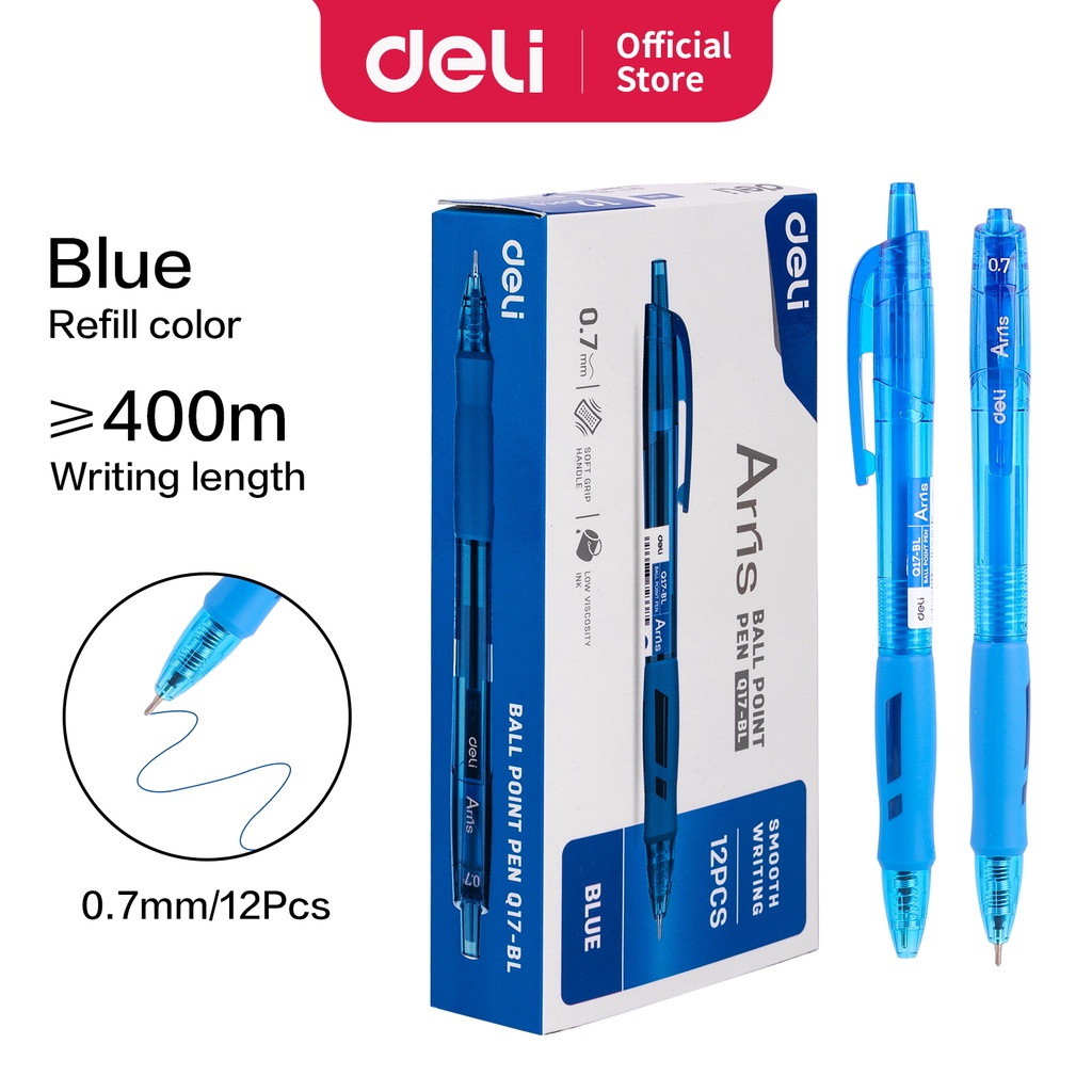 

Ballpoint Pen / Pulpen 0.7mm Tinta Hitam & Biru Penulisan Halus Pegangan Nyaman EQ17 /Q17