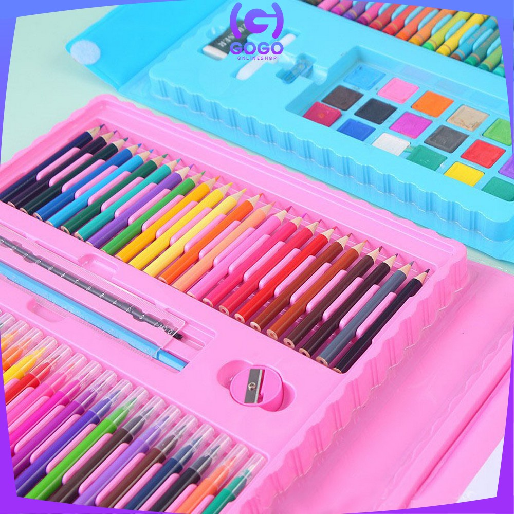 GOGO-A29 Pensil Warna Crayon Set Isi 208PCS / Peralatan Gambar Lukis Anak Mewarnai / Oil Paste Alat Tulis Colouring Book kids