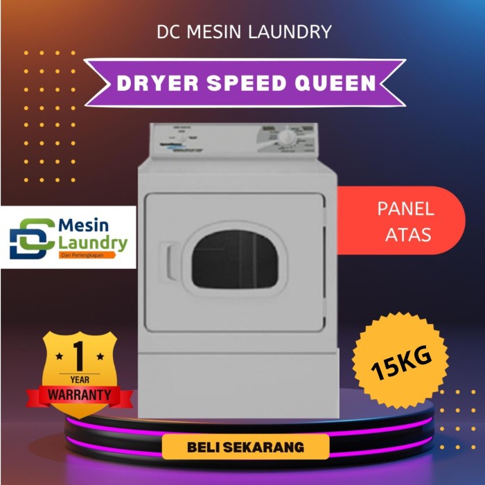 Mesin Pengering Gas Speed Queen LDL3TRGW 15Kg Pintu Kaca