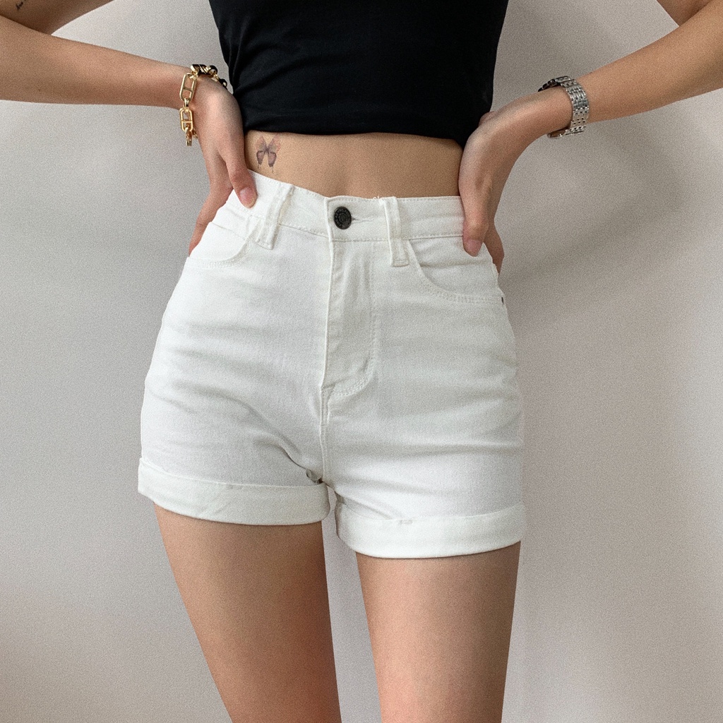 2023 terbaru Hot pants jeans celana jeans stretch wanita high waist celana pendek cewek