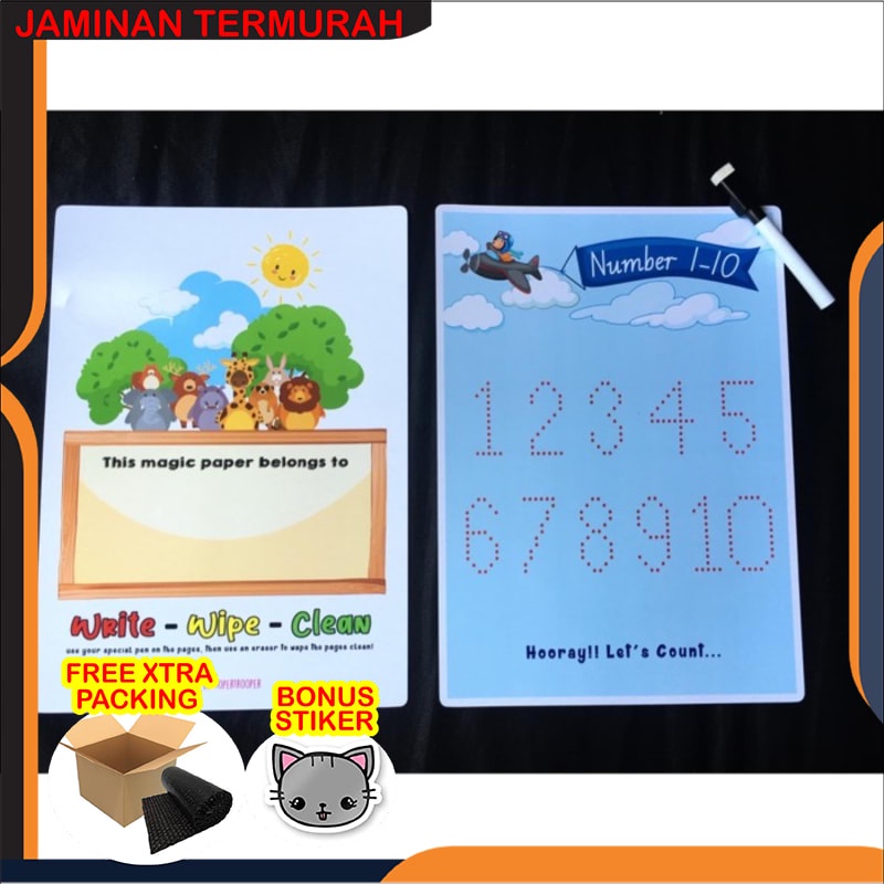 Terlaris Wipe & Clean 123 & ABC - belajar huruf dan angka untuk anak Elegan