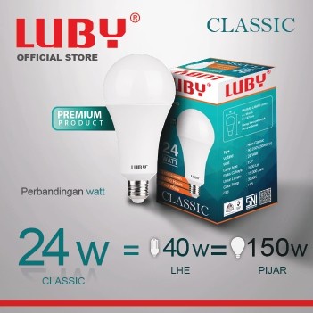 Lampu LED LUBY Classic 24 Watt Bohlam Bulb 24W W cahaya putih Cool Daylight CDL 6500K E27