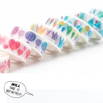 

Japanese watercolor series washi tape paper tape DIY hand account diary album color decorative sticker hand tear tape 7 meters
