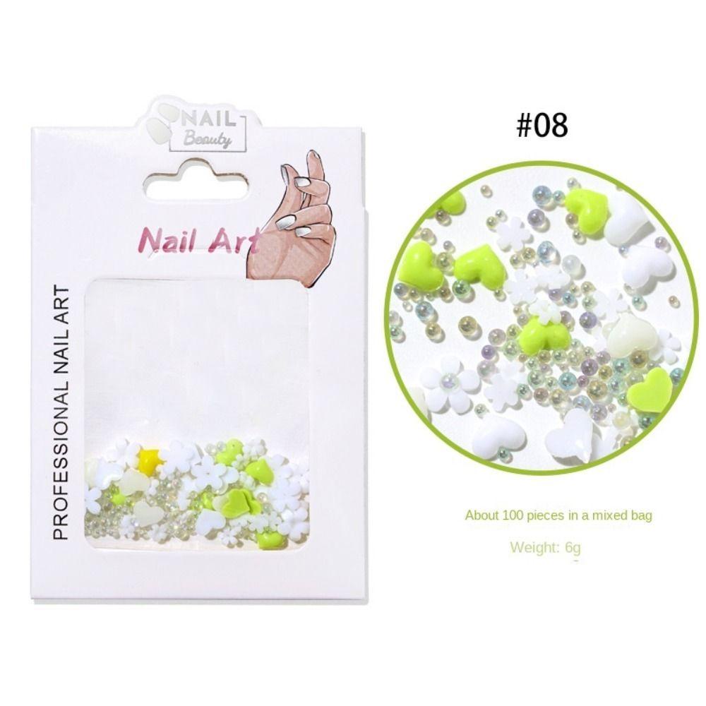 AUGUSTINA Augustina Nail Art Beads 3D Fashion Candy Color Salon Kuku DIY Bahan Kuku Wanita Jepang Perhiasan Kuku