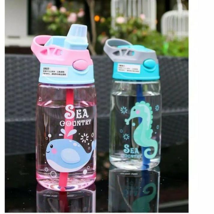 New Sale Botol Minum Anak Sedotan Anti Tumpah Motif Animal Sea Country 480ml BPA Free