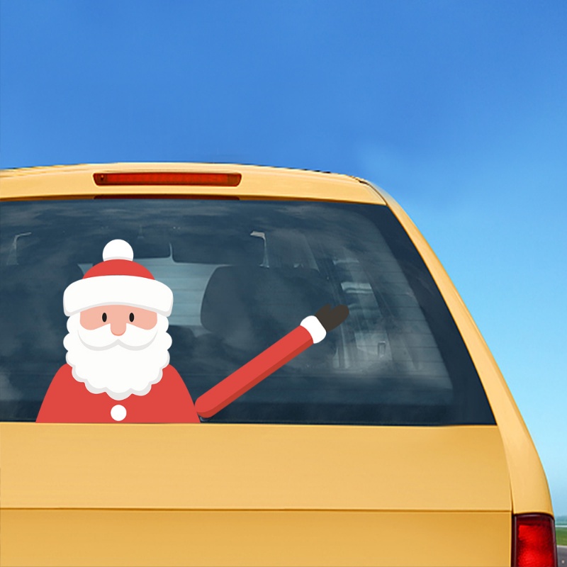 Stiker Wiper Belakang Mobil Motif Kartun Santa Claus Natal Tahan Air Untuk Dekorasi