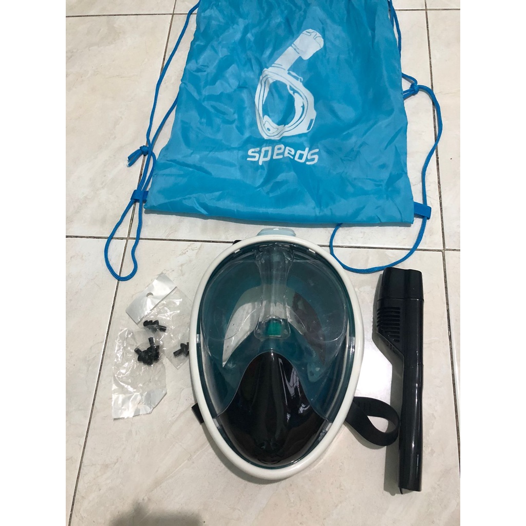 (PreLoved) SPEEDS Snorkling Masker Snorkel Diving Mask Full Face - fw