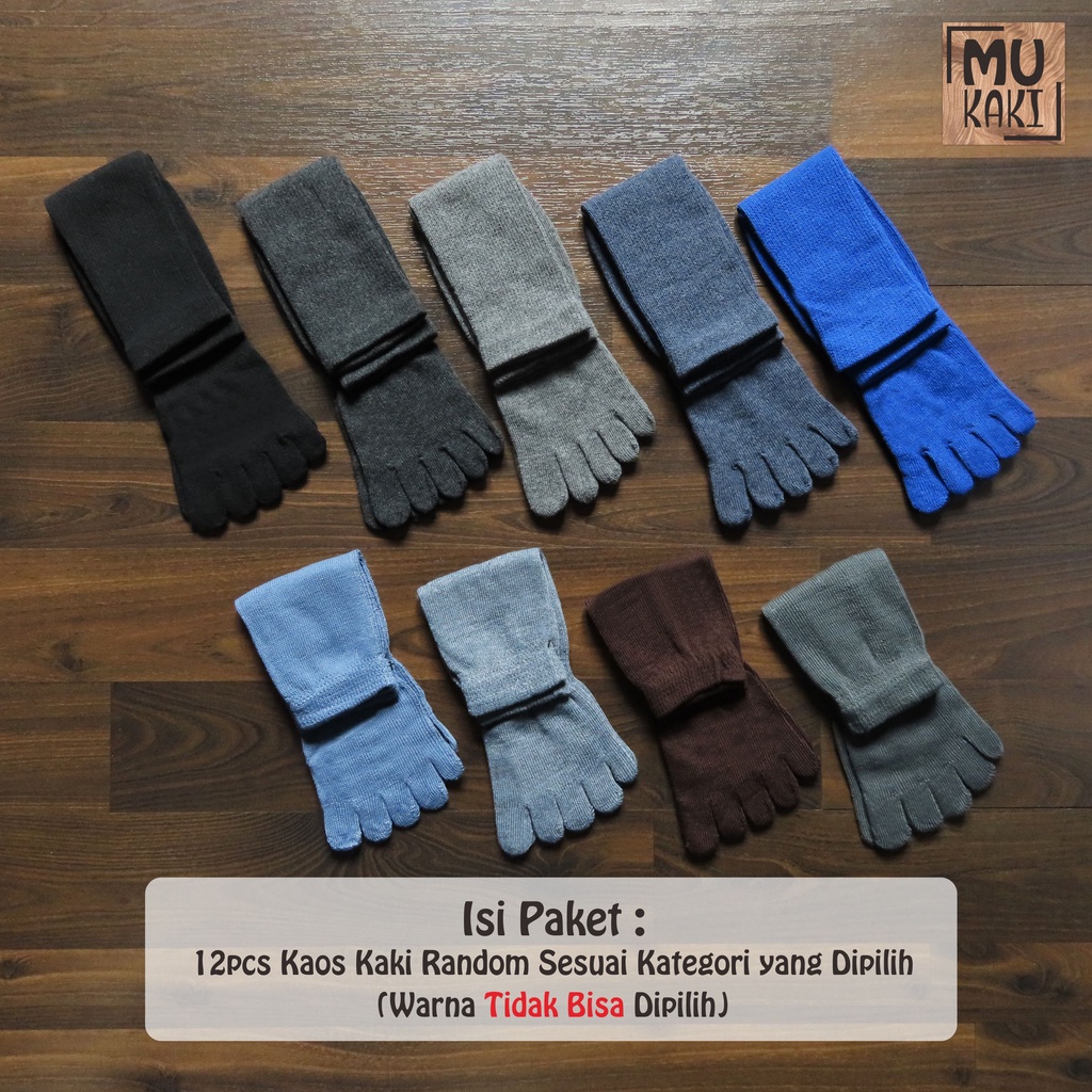 Paket Kaos kaki Pria 5 Jari / Kaos kaki kantor 5 Jari Mix 12pcs Mukaki