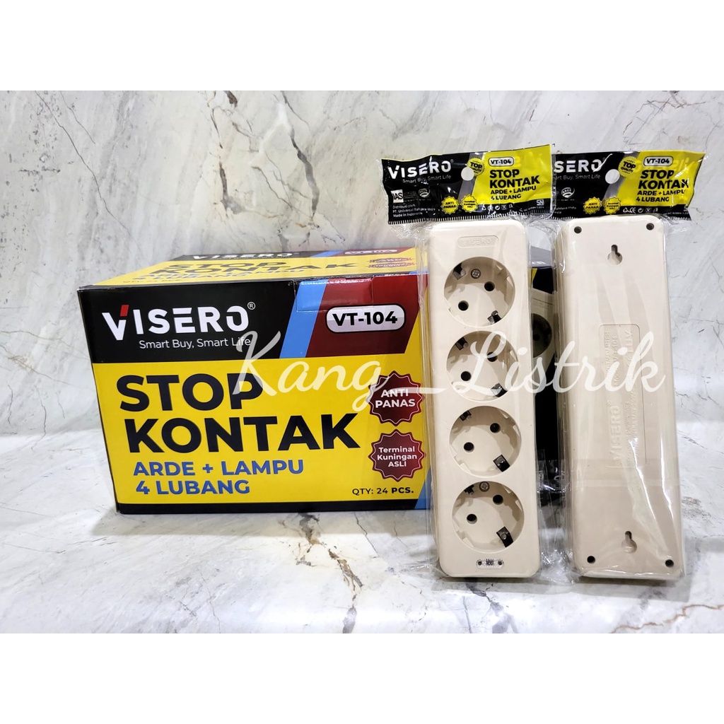 Stop Kontak 4 Lubang + Lampu Visero VT-104 / Stop Kontak Arde 4Lubang + Lampu VT104