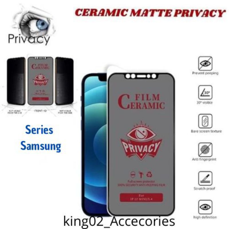 Anti Gores Keramik Anti Spy Matte Samsung M52 5g M22 M32 M32 5g M23 M33 M53 Tempered Glass Anti Spy Anti Pecah Full Layar