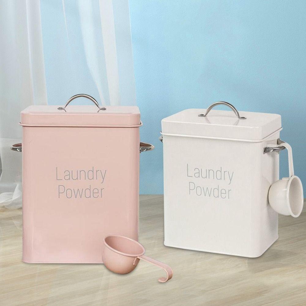 【 ELEGANT 】 Kotak Bubuk Cuci Ringan Kapasitas Besar Tin Box Removable Food Grain Rice Storage Tutup Kedap Udara Wadah Laundry Anti Karat