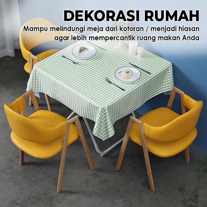 Lodoestar  -  Taplak Meja Makan Motif Kotak Kotak Ukuran 137cmx100cm Bahan PEVA - D15-3D