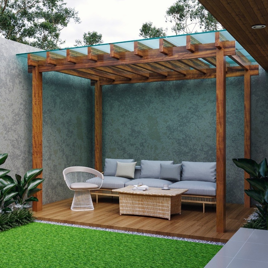 Gazebo Pergola Minimalis Kayu Jati