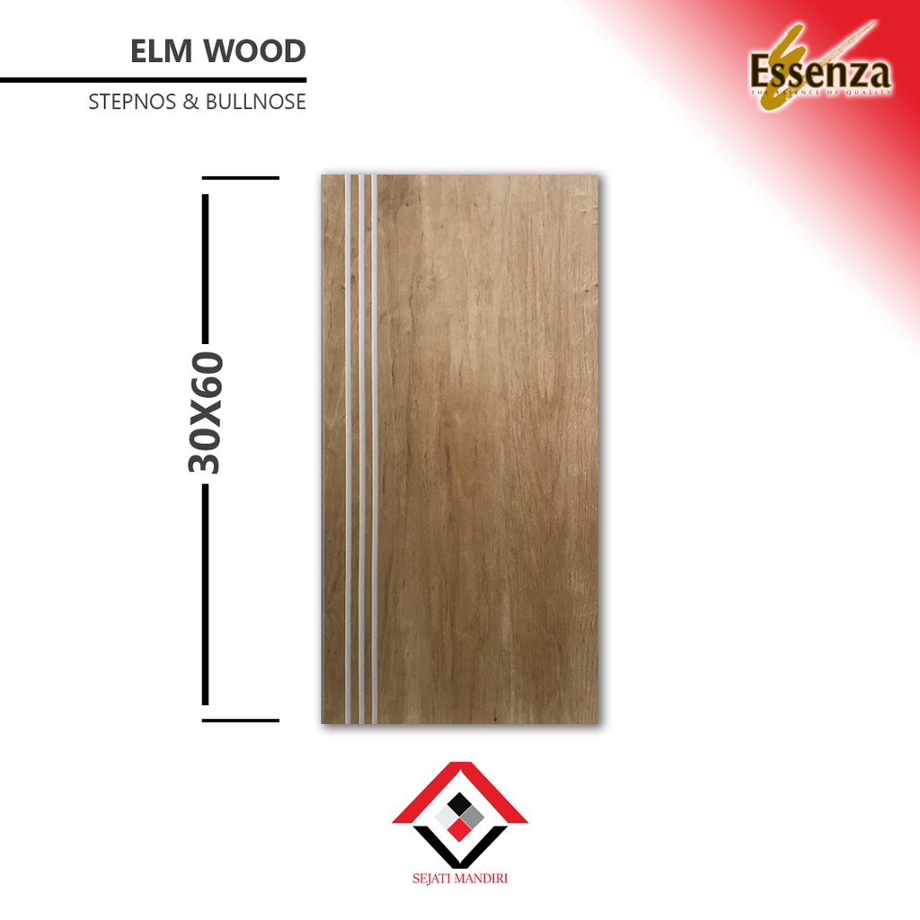 granit tangga 30x60 -motif kayu-stepnos+bullnose - essenza elm wood