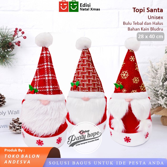 topi natal santa Jenggot / aksesoris natal santa / topi santa murah