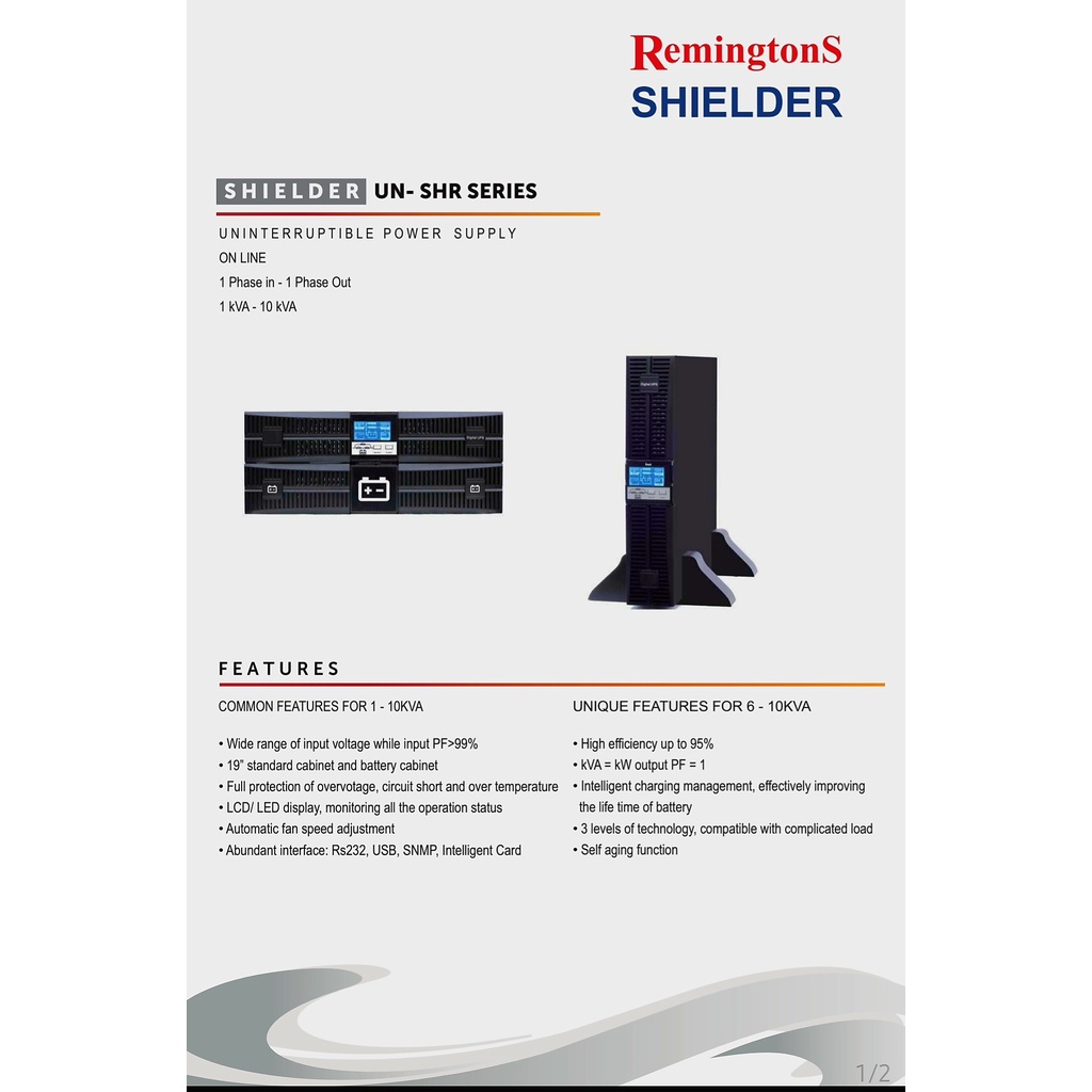 RemingtonS UPS SHR Online Tower / Rack UN-SHR-02S 2 KVA 1800 W 230 VAC