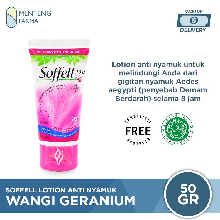 Soffell Lotion Wangi Bunga Geranium 50 Gr - Lotion Anti Nyamuk