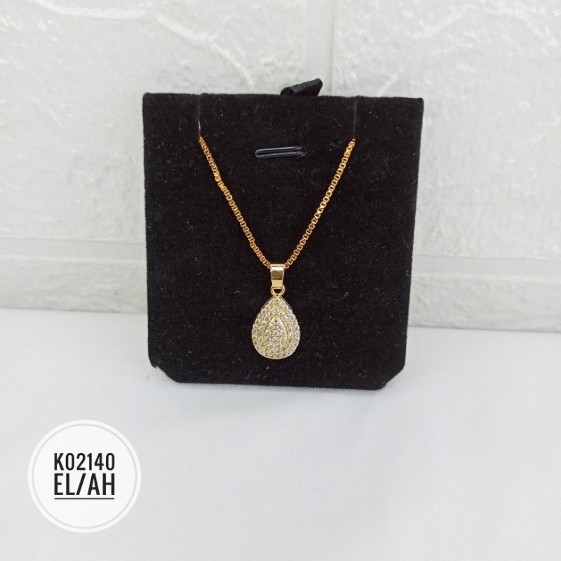 Kalung xuping Fashion Rhodium Oval Zircon Mewah K02140