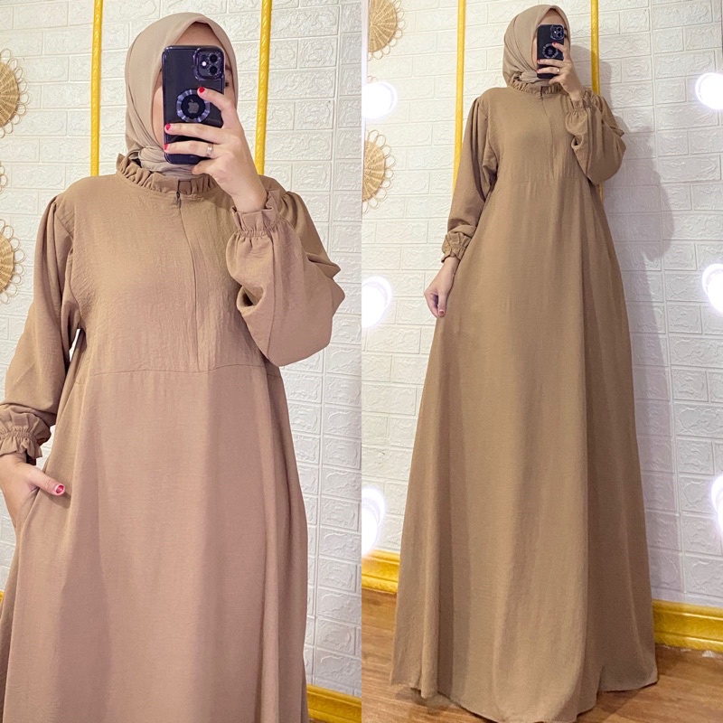 Dress Zahwa, Bahan Crinkle airflow premium. Ld 110 pb 140