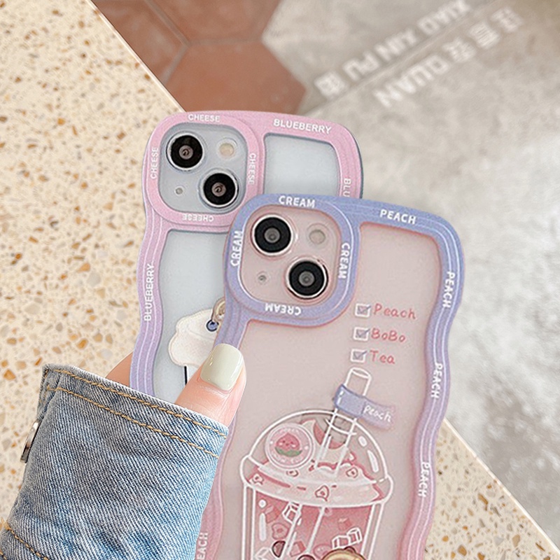 Soft Case Bahan TPU Motif Milk Tea Sparkling Water Untuk IPhone 14 6 6s 7 8 Plus 14 11 12 13 Pro MAX X XS MAX XR SE 2020