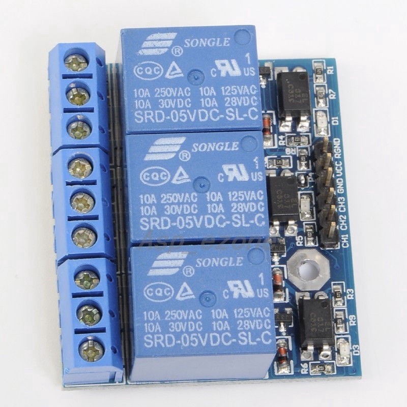 Modul Relay 3 Channel dengan Isolation Optocoupler Isolation 3.3V 5V Signal