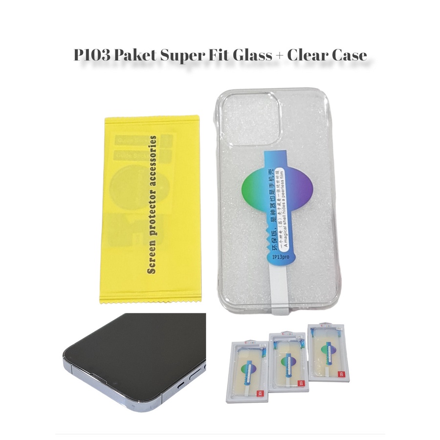 P103 Iphone XR / X / XS Max 2in1 Quick Super Fit Tempered Glass + Case