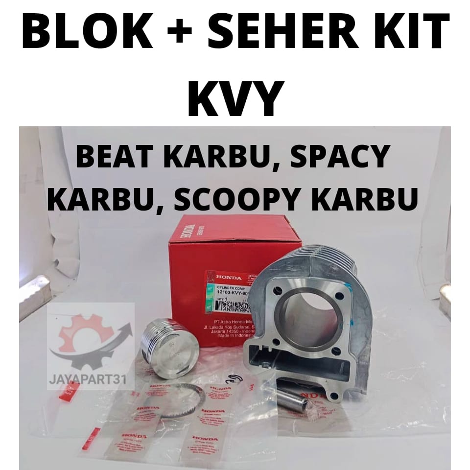 CYLINDER BLOK SEHER PISTON RING KOMPLET HONDA KVY ORIGINAL AHM BEAT KARBU, SPACY KARBU,SCOOPY KARBU