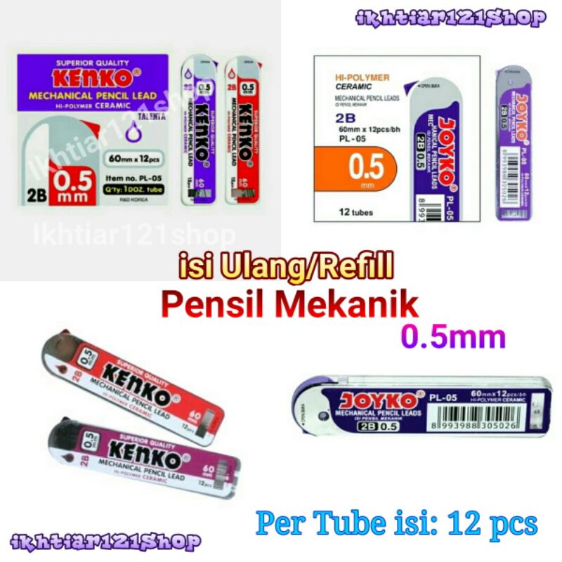 

Isi Ulang Pensil Mekanik 0.5mm 2B/Refill isi Ulang Pensil Mekanik 0.5mm Per Tube
