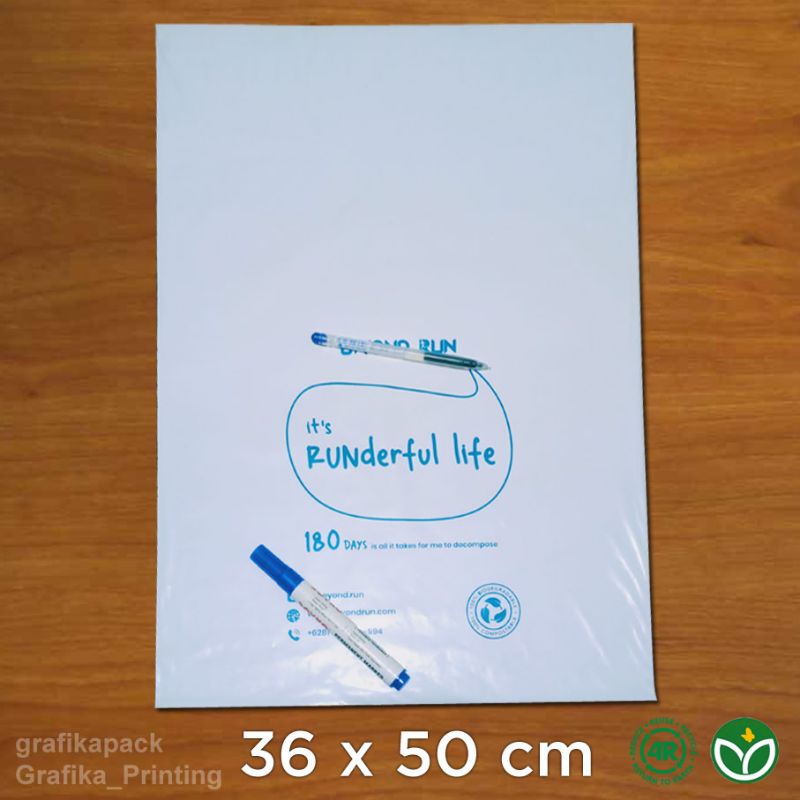 Custom Plastik Polymailer Ramah Lingkungan 36 x 50 cm