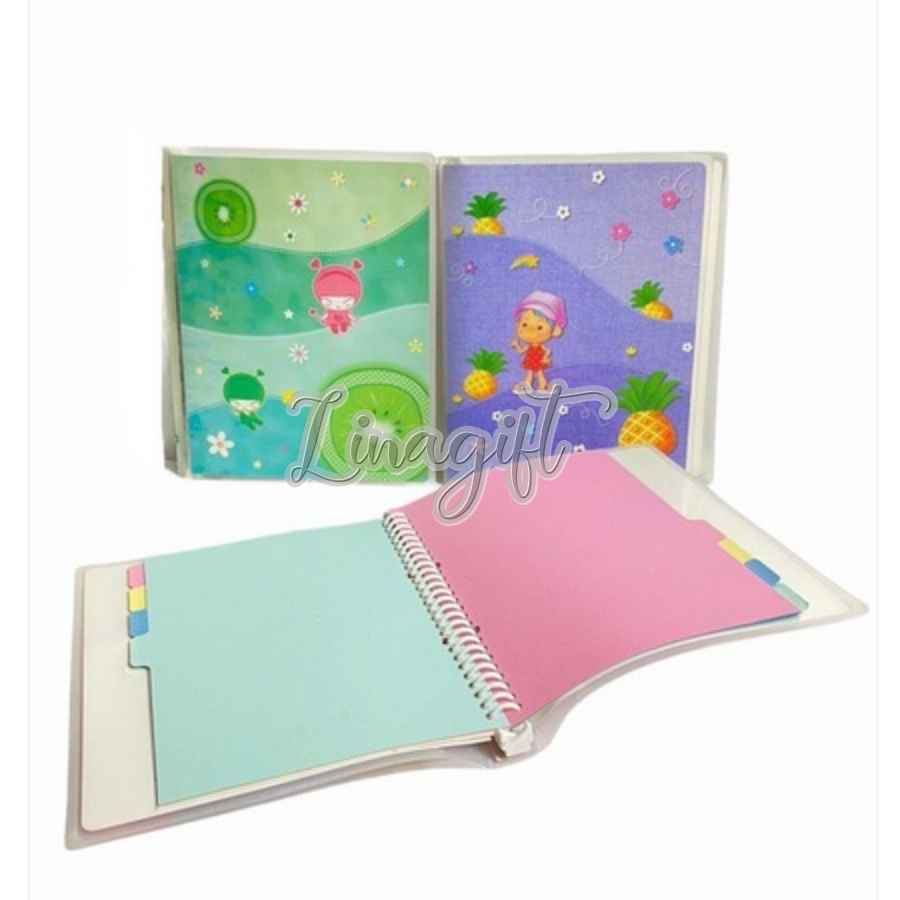 BINDER FILE RING PLASTIK - MOTIF ANAK JERUK NANAS / DEWASA CAMPUS / UKURAN B5