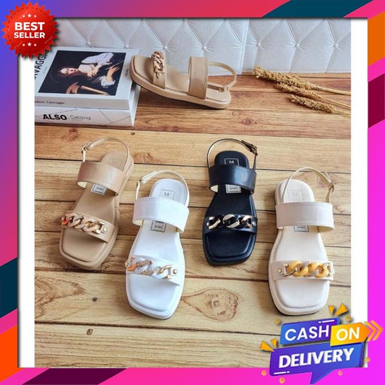 Sandal Wanita Tali Silang Wedges Import Remaja Selop Premium K2F5 Karet Kekinian Fashion Tertutup Pe