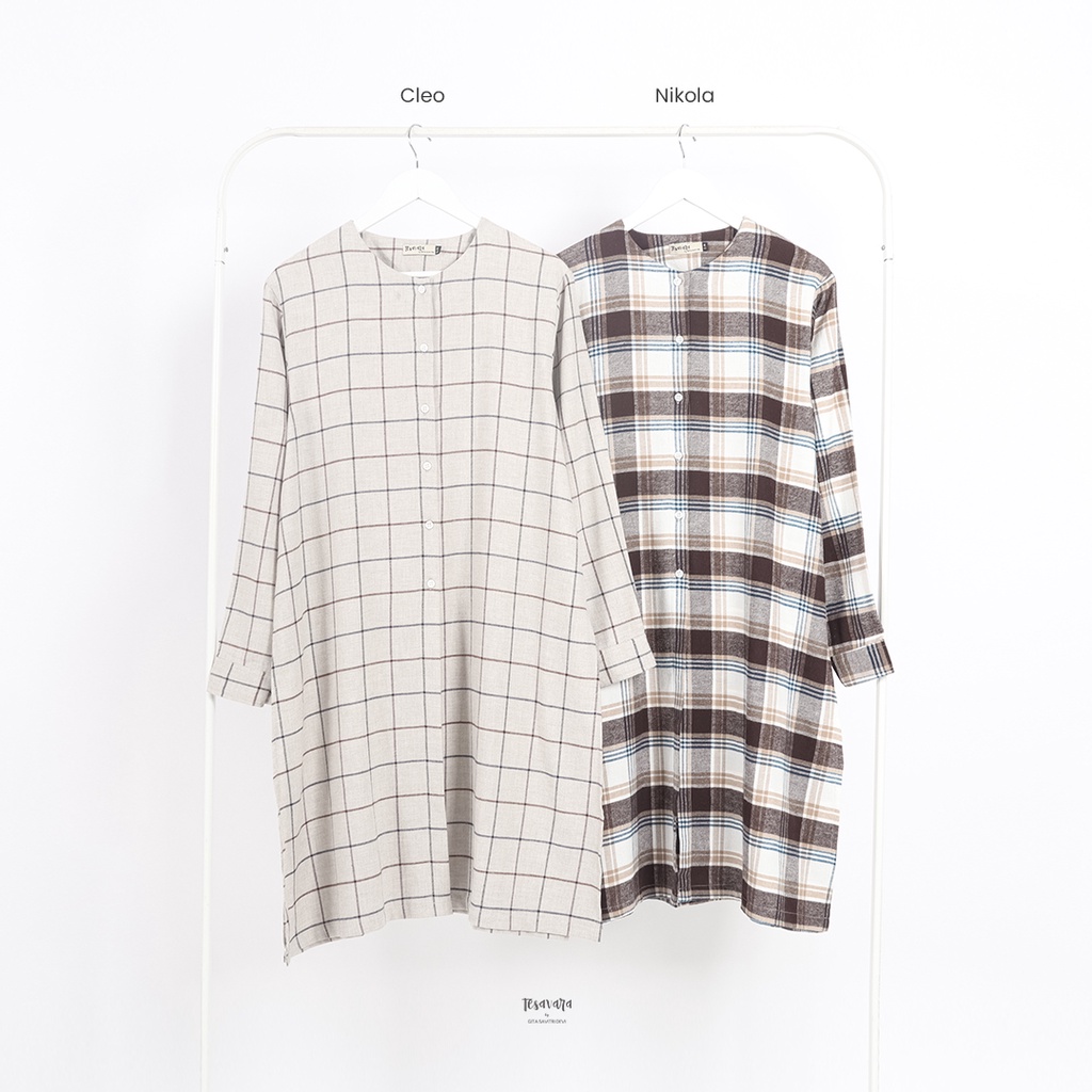 Tesavara | Flanel Slit Tunic | Tunik Wanita Kotak - Kotak