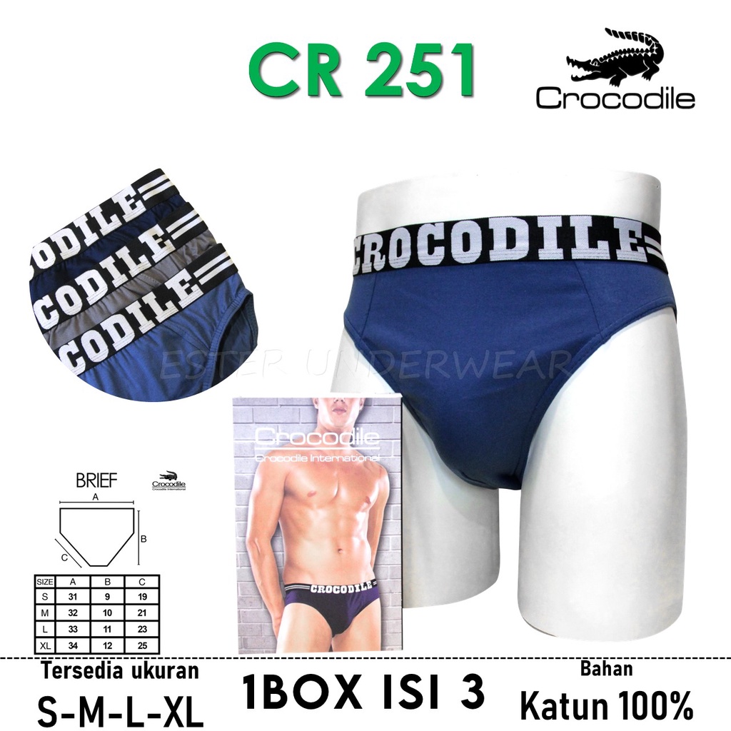 Celana Dalam Pria CROCODILE CR 251B ISI 3Pcs/Pack  |Celana Dalam Pria