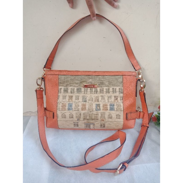 SONOVI ORIGINAL  SLING /SHOULDER BAG ART ORANGE, PRELOVED SONOVI KULIT,  TAS SONOVI