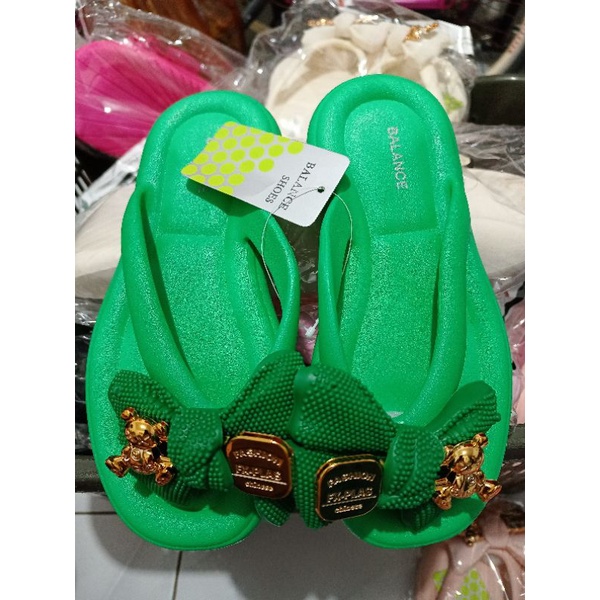 Sandal Jepit Pita Jelly Import Wanita Kekinian Balance 9001-13 Karakter Gold Bear