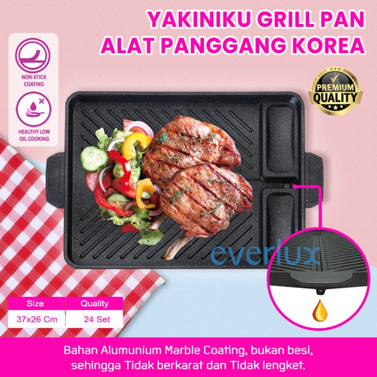 KOREAN Alat Panggang Yakiniku Multi Grill Pan ANTI LENGKET - Panci Panggang, Panggangan BESTSELLER diatas kompor tanpa arang