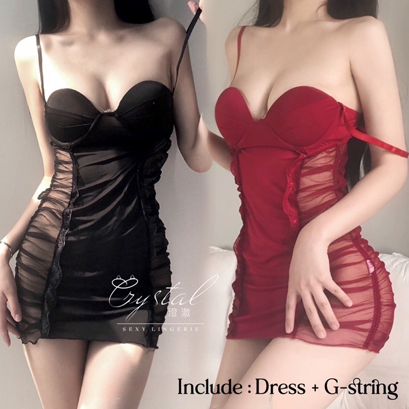 Crystal FELICIA Sexy lingerie push up baju tidur sexy wanita / Lingerie sexy night gown baju dinas wanita / lingerie sexy babydoll 159