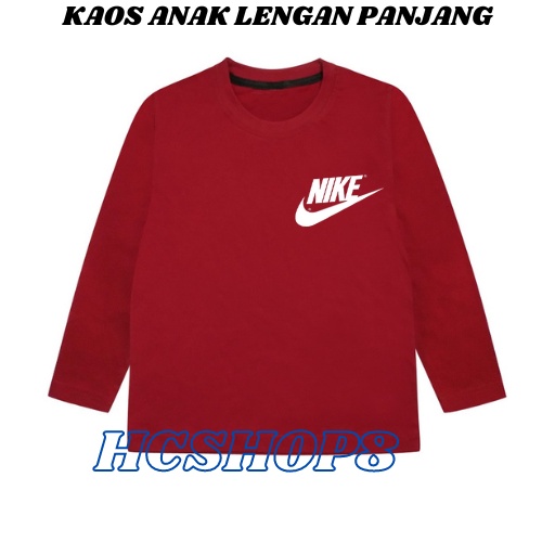 Kaos Anak Lengan Panjang Logo NI Unisex Cowok Cewek Usia 2-16th