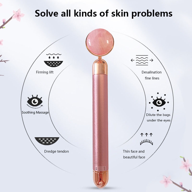 Roller Elektrik Untuk Wajah/Electric Rose Quartz Face Massager/Alat Pijat Wajah/Alat Pijat Wajah Rose Quartz Face