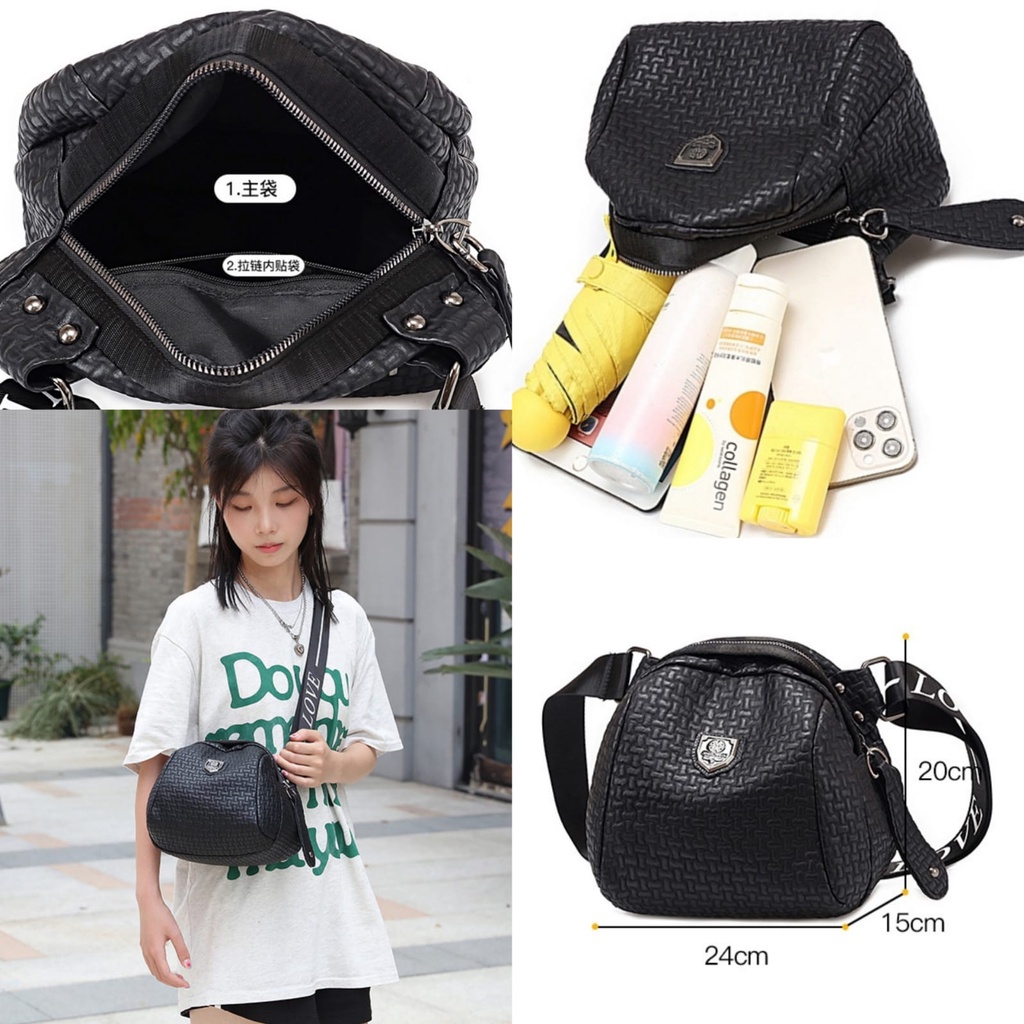 TAS SELEMPANG WANITA KOREA KULIT HITAM MILLSA PREMIUM KEKINIAN SLING BAG IMPORT REMAJA TA663B5 MURAH FASHION BRANDED BATAM CEWEK SIMPLE CASUAL