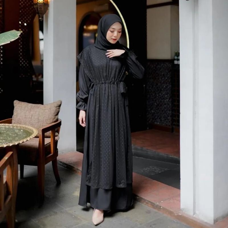 Salwa Dress Gamis Lebaran 2024 Gamis Putih Gamis Remaja Gamis OOTD Dress Simple Elegant Seragam