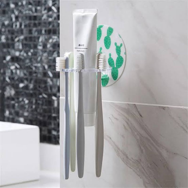Tempat Sikat Gigi &amp; Odol Model Tempel 4 in 1 Toothbrush Holder Tempel