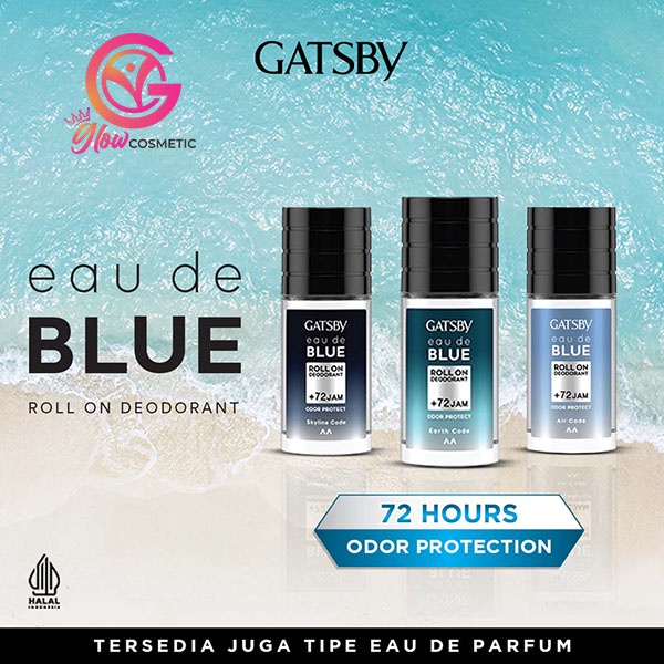 GATSBY EAU DE BLUE ROLL ON DEODORANT +72 JAM ODOR PROTECT SERIES 50ML