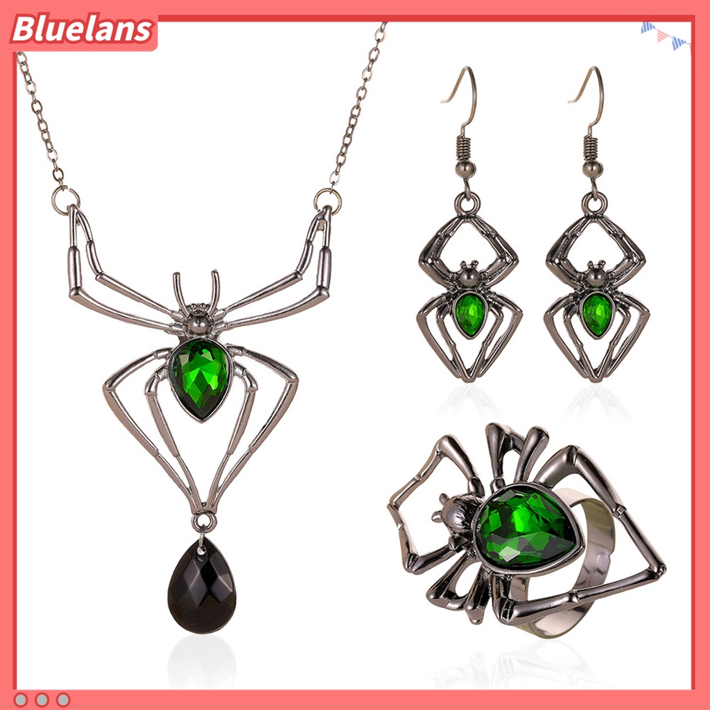 Bluelans Kalung Dan Anting Bentuk Laba-Laba Bahan Alloy Untuk Wanita