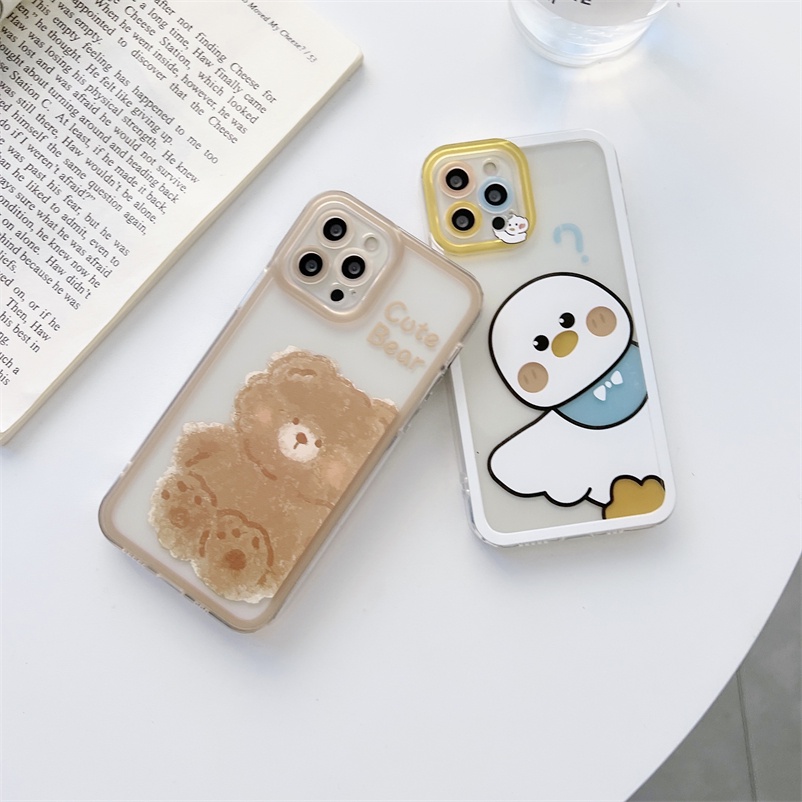 Soft Case Hp Gambar Kartun Beruang Tahan Goncangan Untuk  Casing Compatible for iPhone 13 12 11 Pro Max IPhone Xs Max X Xr iPhone 7 8 6 6s Plus SE 2020 Phone Case
