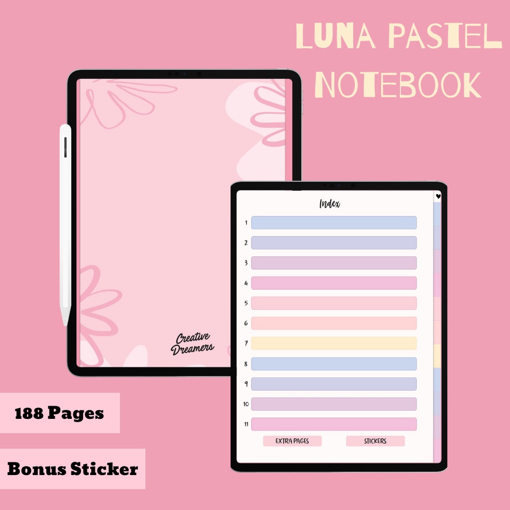 Jual Digital Notebook cute colorful Luna Pastel Notebook Shopee